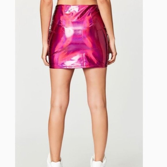 NWT Carmar Los Angeles Metallic Pink Zipper Skirt - Picture 9 of 12
